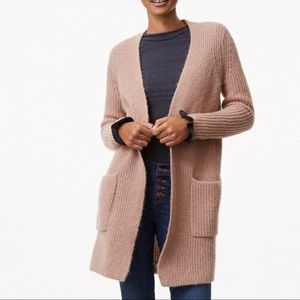 LOFT Ribbed Patch Pocket Open Cardigan
